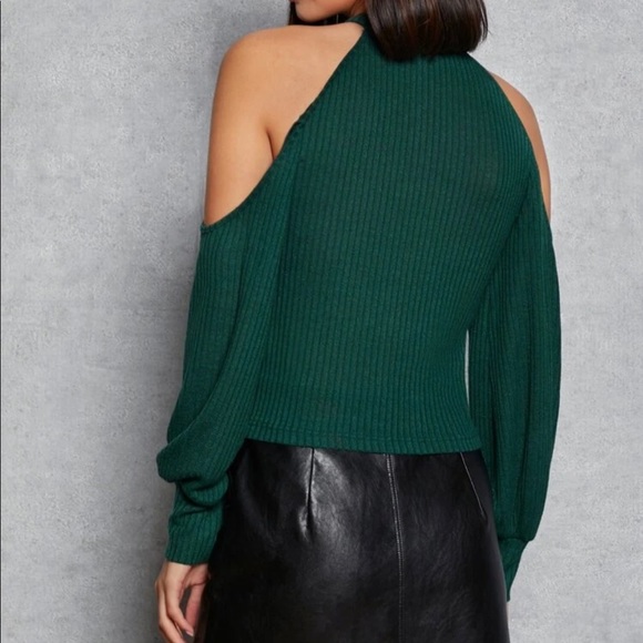 Boho sold shoulder ribbed knit dress green - Picture 2 of 15